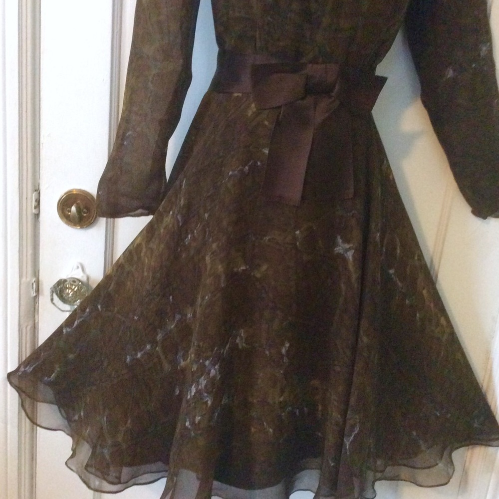 Brown Silk 1960’s Vintage Dress by LUIS ESTÉVEZ